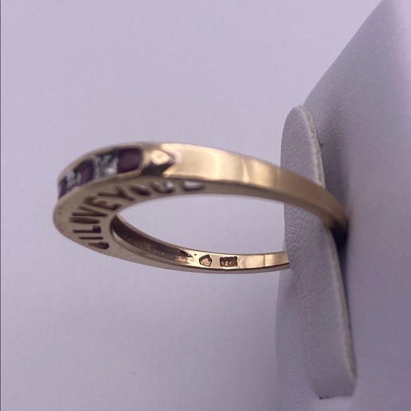 10k yellow gold Ruby and diamonds ring - Picture 7 of 13